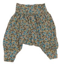 Béžové turecké kalhoty s kytičkami 