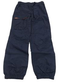 Tmavomodré šusťákové nepromokavé funkční kalhoty Decathlon