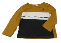 Béžovo-černo-bílé triko s jelenem Shein