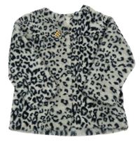 Šedo-černá vzorovaná kožešinová podšitá bunda Next