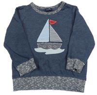 Tmavomodrá mikina s plachetnicí Next