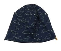 Tmavomodrá čepice s dinosaury 