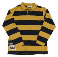 Hořčicoco-tmavomodré pruhované polo triko Sfera