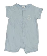 Světlemodrý bavlněný kraťasový overal H&M