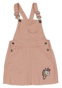 Světlerůžová riflová laclová sukně s jednorožcem Lupilu