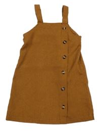 Béžové žebrované šaty s knoflíky 