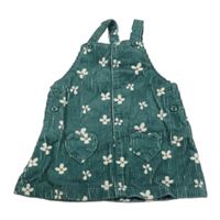 Tmavozelené manšestrové šaty s kytičkami John Lewis