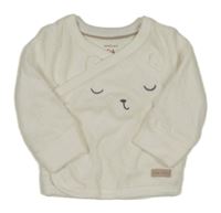 Bílá sametová prošívaná zavinovací mikina s medvídkem C&A