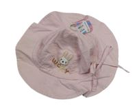 Nové - Světlerůžový plátěný klobouk se zajíčkem