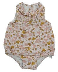 Bílo-růžové kytičkované body s límečkem Lulu