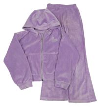 2set - Lila sametová crop propínací mikina s kapucí + kalhoty Nutmeg