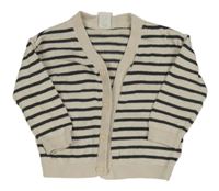 Béžovo-šedý pruhovaný propínací svetr H&M
