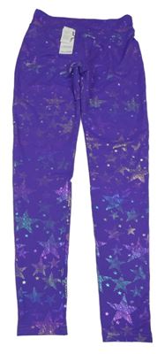 Nové - Fialové sportovní legíny s hvězdičkami Dunnes