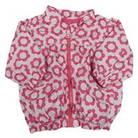 Bílo-růžová květovaná šusťáková podzimní bunda H&M