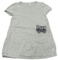 Šedé melírované svetrové šaty s kočičkou H&M
