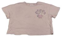Světlerůžové teplákové oversize crop tričko s Peppa Pig zn. Next