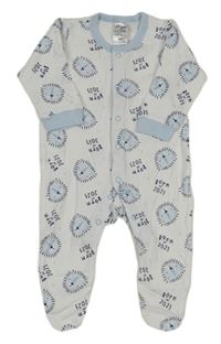 Bílo-světlemodrý overal se lvíčky