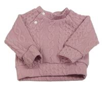 Starorůžová vzorovaná mikina s copánkovým vzorem