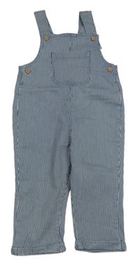 Nové - modro-bílé pruhované riflové laclové kalhoty PRIMARK