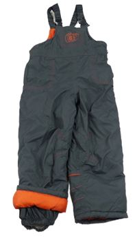 Tmavošedé šusťákové zimní laclové oteplovačky s číslem Mothercare