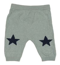 Mentolové melírované pletené turecké tepláky s hvězdičkami Tu