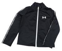 Černá thermo propínací mikina s logy a pruhem UNDER ARMOUR