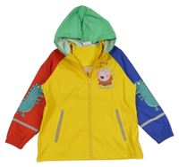 Žluto-červeno-safírová nepromokavá bunda s Peppa Pig a kapucí