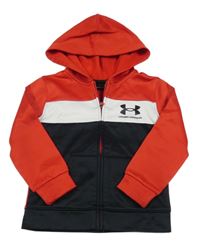Černo-bílo-červená thermo propínací mikina s logem a kapucí UNDER ARMOUR