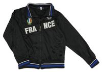 Černá propínací sportovní mikina s nápisem a pruhy 