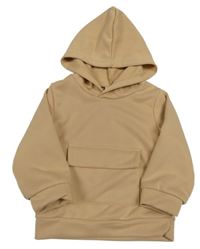 Béžová mikina s kapsou a kapucí 