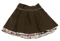 Tmavohnědá manšestrová sukně s mašličkou GiRANDOLA