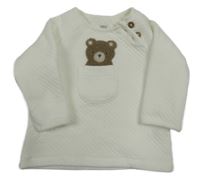 Bílá vzorovaná vyteplená mikina s medvídkem a kapsou F&F