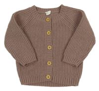 Kakaový žebrovaný propínací svetr H&M