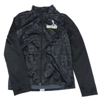 Černá funkční sportovní propínací mikina s písmenky a nápisy Decathlon