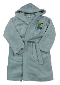 Světlemodrý plyšový župan s Minoni a kapucí 