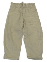 Smetanové paper bag manšestrové podšité kalhoty ZARA