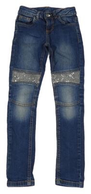 Modré skinny teplákové rifle s flitry Y.F.K.