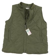 Nové - khaki prošívaná šusťáková zateplená vesta PRIMARK