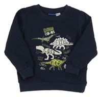 Tmavomodrá teplá mikina s dinosaury a nápisy lupilu