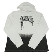 Bílo-černá mikina s ovladačem a kapucí H&M