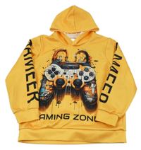 Pomerančová sportovní mikina s ovladačem a kapucí 