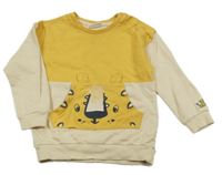 Okrovo-světlebéžová mikina s tygrem/kapsou so cute