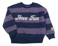 Tmavomodro/fialová pruhovaná oversize mikina s nápisem a skateboardem PRIMARK