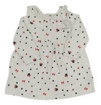 Nové - bílé puntíkaté šaty s Minnie a srdíčky a límečkem PRIMARK