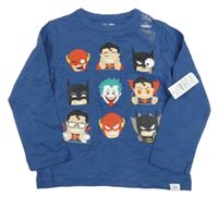 Nové - tmavomodré melírované triko se superhrdiny GAP