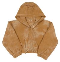 Hnědá batikovaná crop mikina s kapucí Next