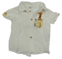 Bílá melírovaná košile se žirafou