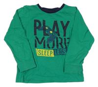 Tmavozeleno/tmavomodré pyžamové triko s nápisy a ovladačem Avenue