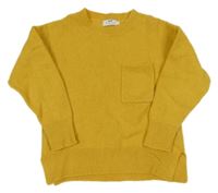 Okrový pletený svetr s kapsou CYRILLUS 