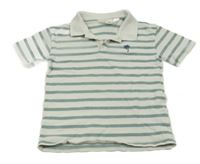 Bílo-šalvějové pruhované polo tričko s palmou H&M